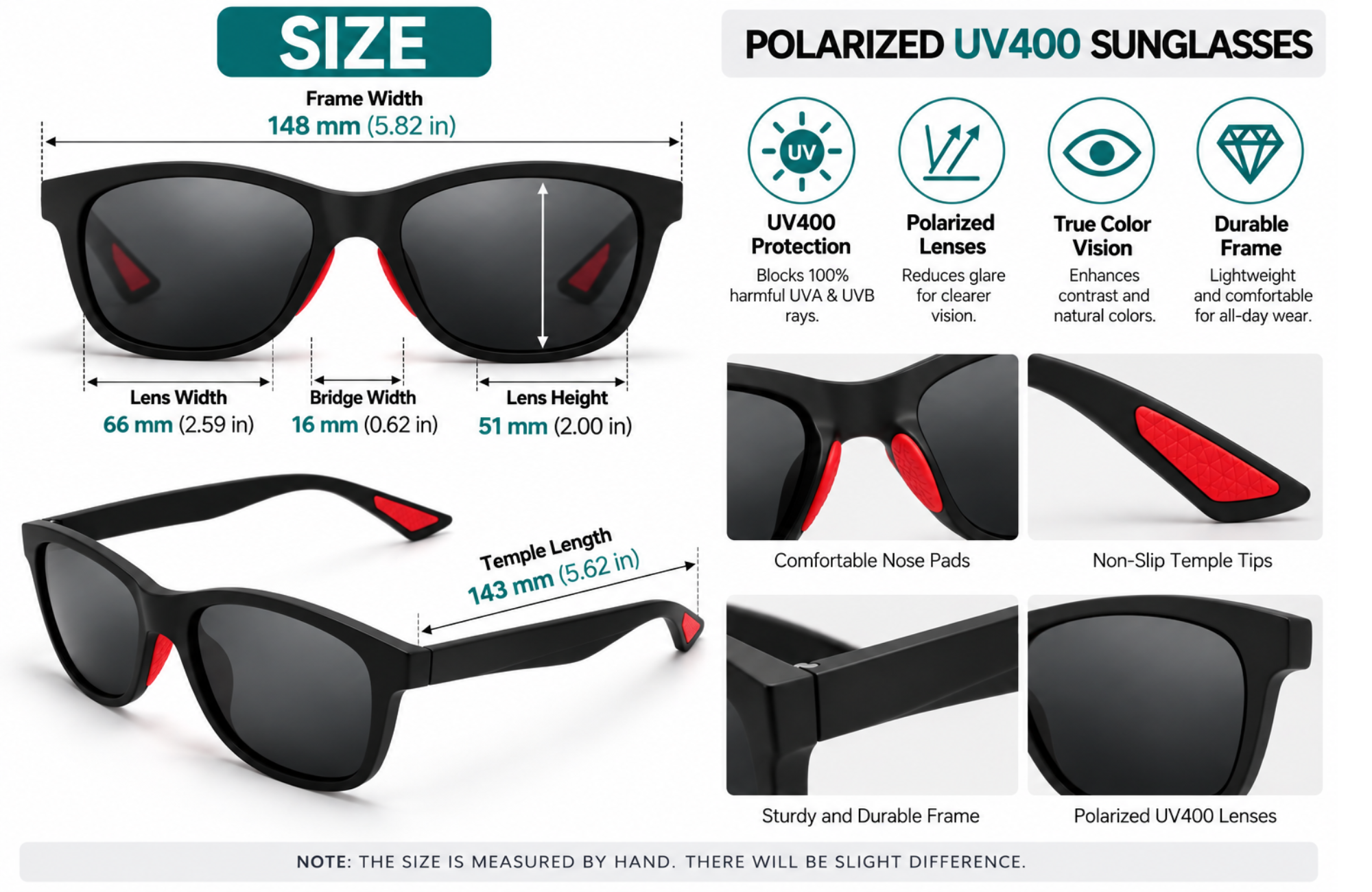 KINGSEVEN 797 50-19-147  Polarized UV400 Unisex Sunglasses