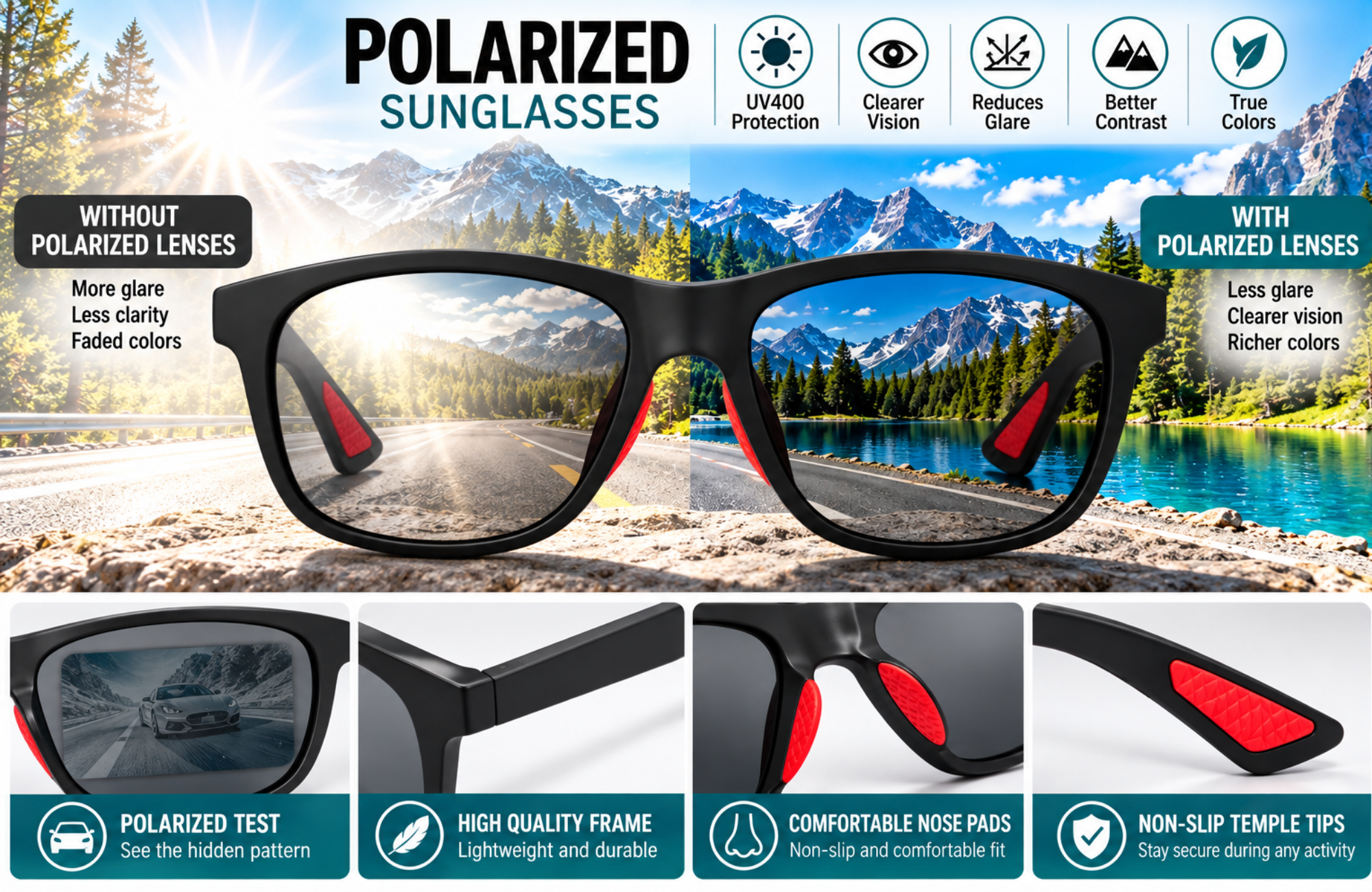 KINGSEVEN 797 50-19-147  Polarized UV400 Unisex Sunglasses